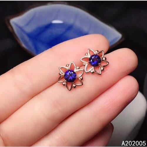 KJJEAXCMY Fine Jewelry 925 sterling silver inlaid natural gemstone blue topaz female earrings Ear studs classic support test
