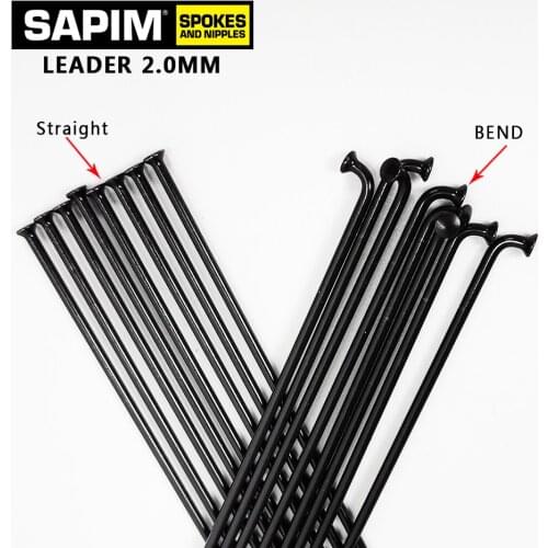 Sapim leader isodiametric 2.0 mm round spoke straight J-bend black Nipple wheelset spoke MTB Road
