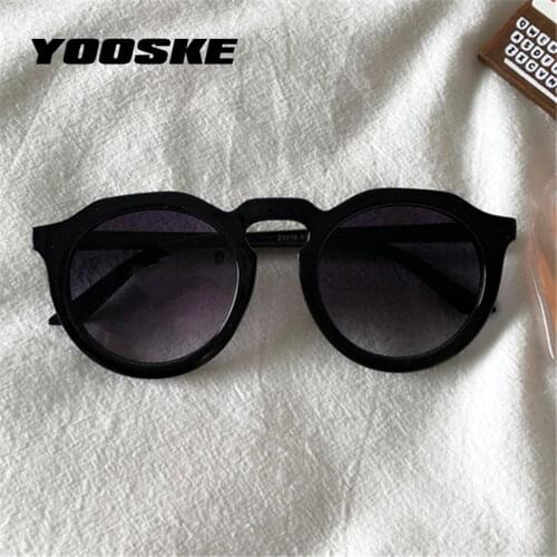 YOOSKE Round Women Sunglasses Brand Designer Vintage Sun Glasses Ladies Korean Style Candy Color Eyewear UV400 Mirror