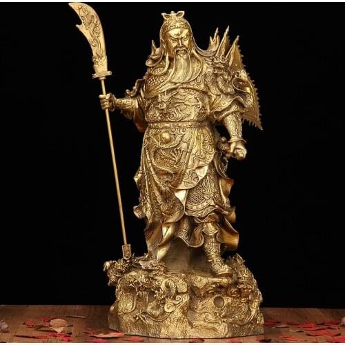 A copper statue of Guan Gong, 60cm Wu wealth business gifts lucky town house decoration Feng Shui sroom Art Statue