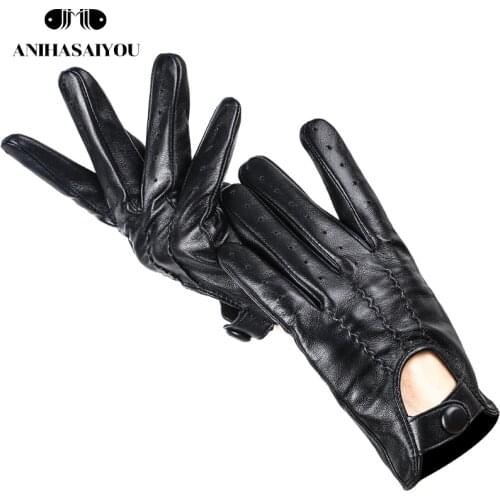 Fashion motorcycle touch gloves,Black Sensitive touch screen gloves,sheepskin genuine leather womens gloves -2004