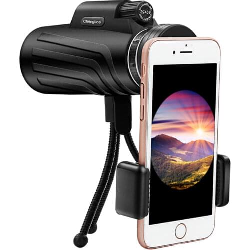 New 50 X 52 Zoom Monocular Telescope Scope for Smartphone Camera Camping Hiking Fishing with Compass Phone Clip Tripod Gift