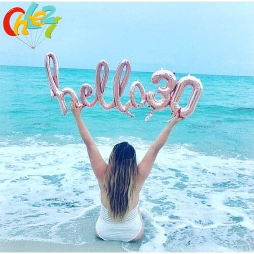 Rose Gold Hello 30 Foil Balloons Baby Shower Birthday Party decor 10/18/30/40/50th Silver number Balls Inflatable Air Globos