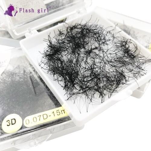 Flash girl premade fans 3D15MM 0.07D 1000fans short stem Russia Volume eyelashes extensions