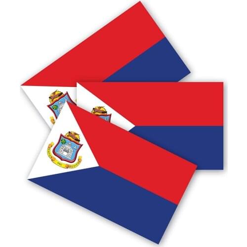 Sint Maarten Flag Bumper Stickers 3 Pieces, Made of Durable Waterproof Material,motorcycle Helmet Trunk Truck Vinyl Decals