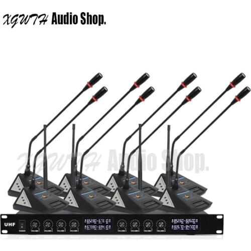 Audio 8 Desktop Wireless Digital Gooseneck Conference Meeting Room Radio Microphone System 8 Table Mic Unit Profession