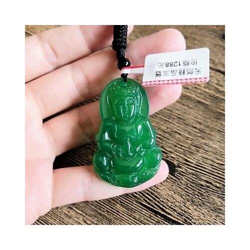 Natural green agate chalcedony Guanyin amulet pendant, elegant princess jewelry, the best gift, send dad to girl boyfriend