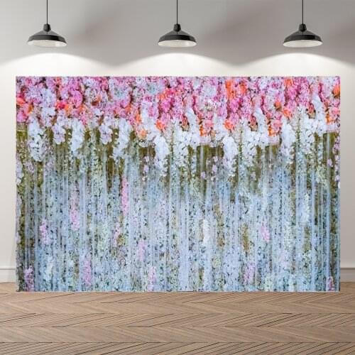 NeoBack Vinyl Pink Champaigne Floral Wall Wedding Photo Backgrounds Children Kids Photography Backdrops Party Welcome Board