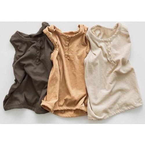 2020 New Wholesale Girls Boys Vest Cotton Fashion Summer Kids Top 1-7t QH669