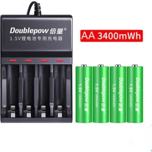 New 1.5v 3400mWh AA rechargeable lithium battery intelligent fast charge by dedicated AA AAA battery charger