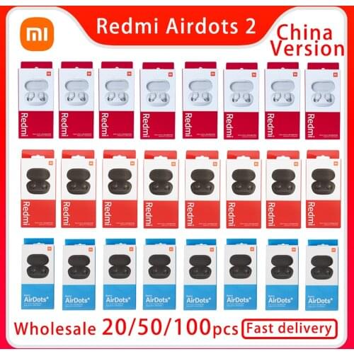 20/50Pcs Original Xiaomi Redmi Airdots 2 Earbuds Wireless Earphone For Bluetooth AI Control Gaming Headset With Mic Wholesale