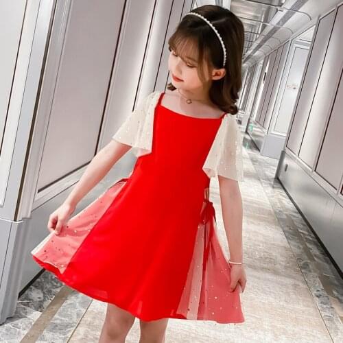 Girls Dresses Mesh Stitching Baby Summer Elegant Dress for Girls 3 4 5 6 7 8 9 10 11 Years Kids Princess Party Clothing