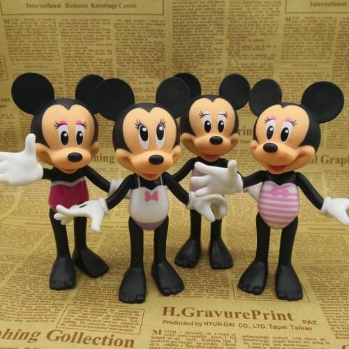 1PCS 13.5cm Genuine Disney Mickey Mouse Mickey Minnie movable doll model ornaments toy collection ornaments