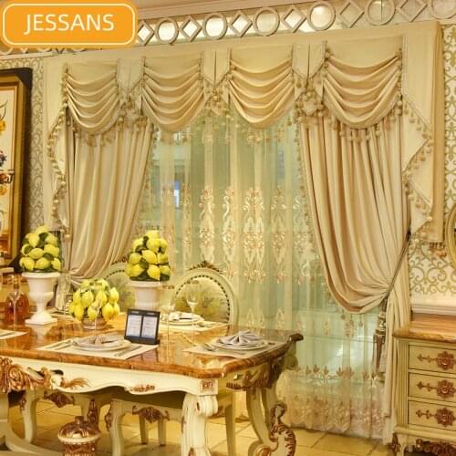 European-style Luxury High-end Flannel Curtains Embroidered Blackout Curtains for Living Room and Bedroom Flannel Products