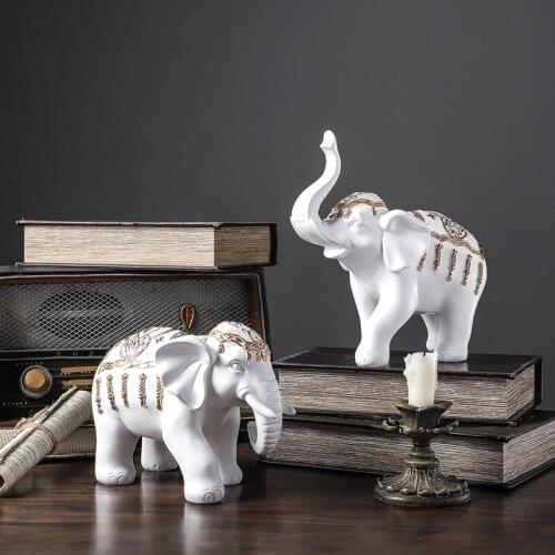 European Resin Elephant Crafts Decoration Home Living Room Table Sculpture Ornaments Office Desktop Animal Figurines Crafts Art