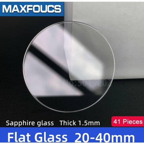 Watch Glass Thick 1.5mm Diameter 20-40 mm Flat Sapphire Anti scratch Smooth Round Transparent Crystal ，41 pieces Suit