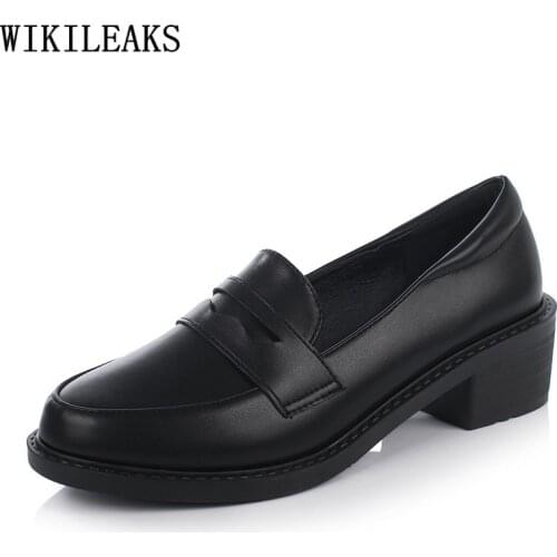 Oxford Shoes for Women Low Heels Leather Casual Shoes Loafers Women Slip on Lolita Shoes for Women Korean Fashion Zapatos Mujer