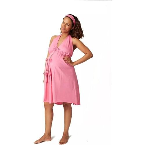 Explosion models Spring and Summer Maternity Women Halter Backless Deep V Bandage Dress Maternity Dress