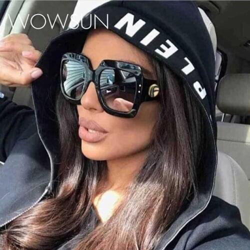 WOWSUN Vintage Square Sunglasses Women Oversized Acetate Female Sun Glasses Luxury Brand Designer Retro Gradient Model WO-011