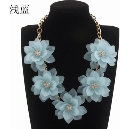 Claire Jin Romantic Fresh Colorful Short Fashion Women Jewelry Choker Necklaces Five Flower Necklace Popular Accessories N00420