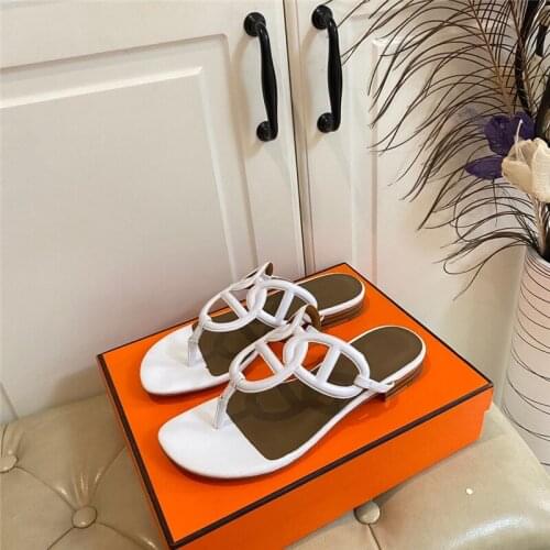 Woman Outdoor Slippers Luxury Designer Brand Ladies Shoes Flat Sandals Genuine Leather Top Quality New Fashion Zapatos De Mujer