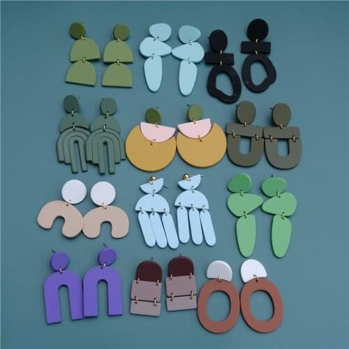 AOMU 1Pair Women Fashion Vintage Geometric Irregular Solid Color Acrylic Long Dangle Drop Earrings for Women Party Jewelry