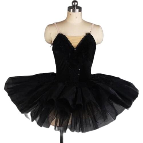 Adult Girls Leotard Dress with Feather Black Swan Ballet Dance Tutu Dress Ballerina Dance Costumes Platter Tutu Skirts 21076