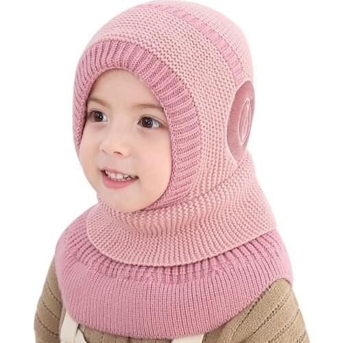 Winter Baby Hat Knit Kids Beanie Hat for Girl Boy Hats Scarf with Cute Headset Pattern Warm Scarf Velvet Lining Caps Baby Cap