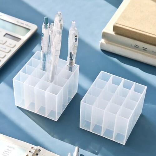 1 PC White Transparent Plastic Multi-Functional Home Desktop Storage Organization Holder for Desk Office Makeup Brush Organizer