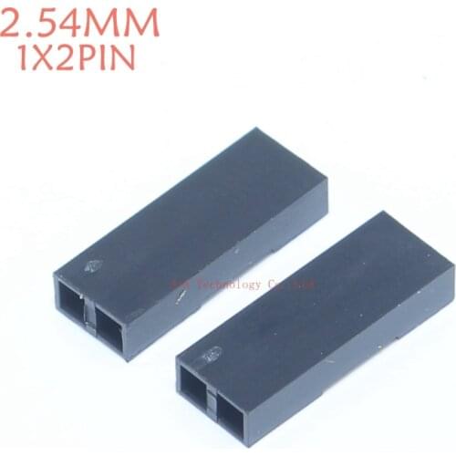 100pcs 2.54mm 2P Plastic Dupont Jumper Wire Cable Housing Female Pin Connector