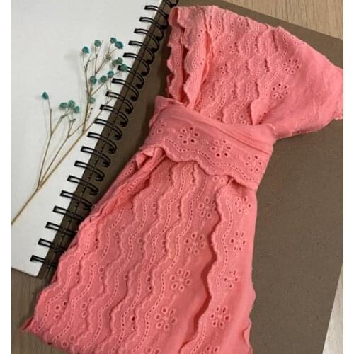 15 Yards 100% Cotton Lace Trim Fruit Green Embroidered Lace Ribbon Cotton Voile Sewing Cotton Lace Apparel Trim