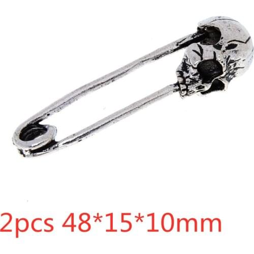 2Pcs Assorted Tibetan Silver Color Punk Skull Charm Pendant Findings Diy Aesthetics Accessories Handmade Jewelry Making Supplies