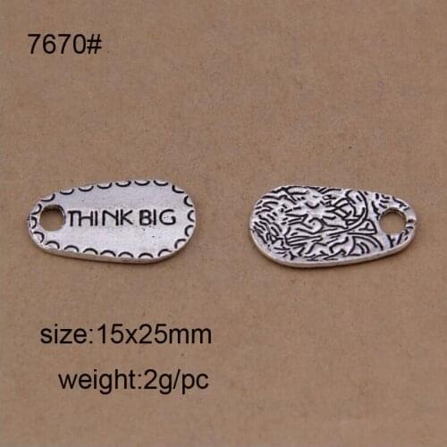 25pcs Antique Silver Think Big letter Charms pendants Fit DIY Fitness Necklace Jewelry Braceklet Making