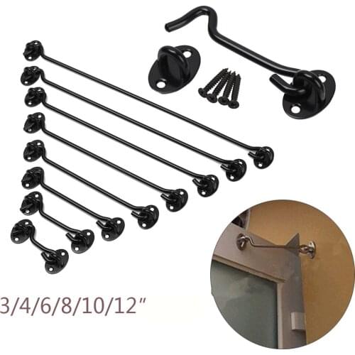 3/4/6/8/10/12inch Stainless Steel Crescent Window Lock Cabin Hook Eye Door Latch Lock Shed Door Catch Holder with Screws