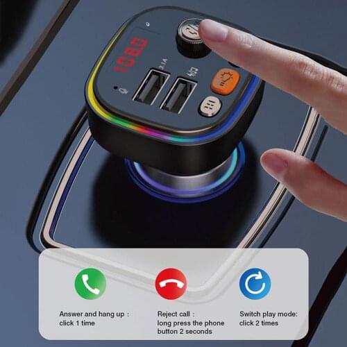 Car Bluetooth 5.0 FM Transmitter Wireless Handsfree Audio Receiver Auto MP3 Player Car Fast Charger Dual USB Car Accessories