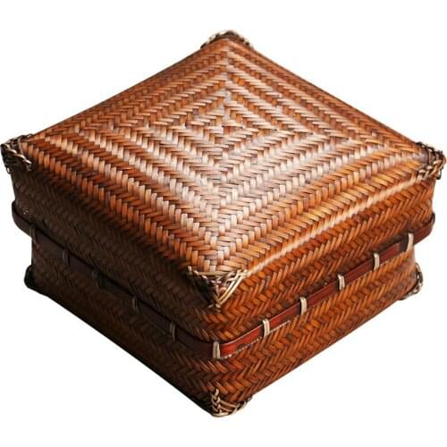Handmade Bamboo Tea Set Storage Box Travel Portable Kung Fu Accessories Bag Household Outdoor Rattan Ceremony