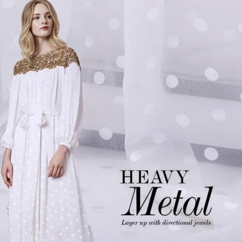 White Polka Dot Handmade DIY Jacquard Silk Dress Silk Scarf Fashion Fabric Opal-Finished Georgette Crepe Fabric