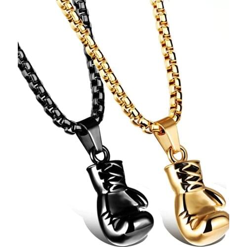 Stainless Steel Boxing Glove Necklace Chain Pair Boxing Glove Pendant Necklaces For Men Boys Charm Fashion Sport Fitness Jewelry