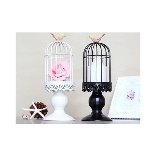European and American bird cage candlestick decoration wrought iron candle typhoon light Creative gift candlelight dinner deco