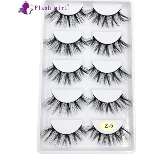 Flash girl Z series Z05 5 pairs 100% handmade hot sale mink eyelashes