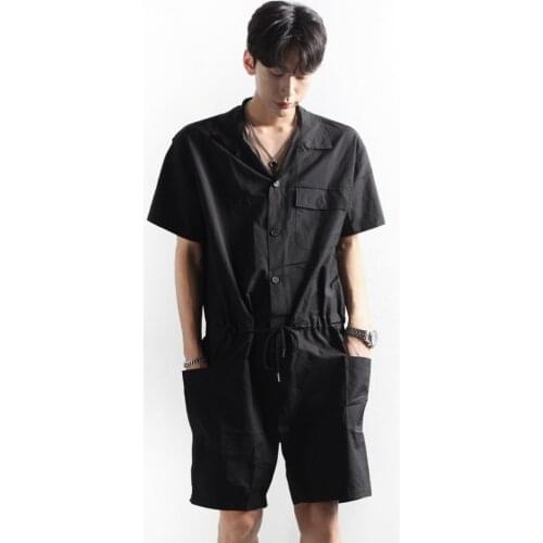 Mens suit new fashion casual pants Chinese style straight tube charming Jumpsuit elastic waist cotton Jumpsuit