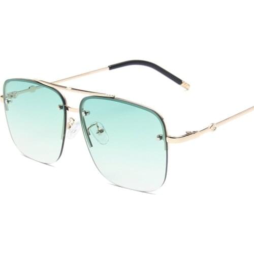 Square Rimless Sunglasses Mens And Womens Gradient Sunglasses Designer Big Frame Retro Trend Oculos Feminino