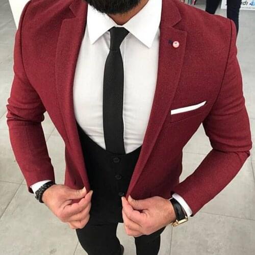 Custom Fashion Handsome Purple Coat With Black Pants Vest Slim Fit Groom Tuxedo For Wedding Dress Dinner Party Male Clothing