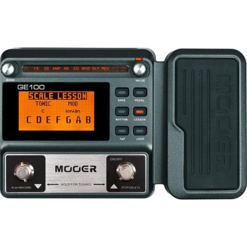 MOOER GE100 Guitar Pedal Multi-effects Processor Effect Pedal with Loop Recording Max Time 180s 8 effect modules 40 Drum rhythms