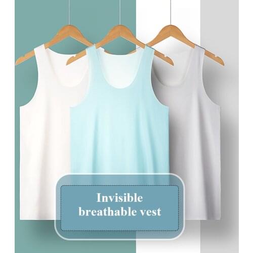 Ice Silk Mens Solid Color Tank Tops Sexy U Neck Sleeveless Vests Male Seamless Youth Elastic Fitness Casual Undershirt Singlets