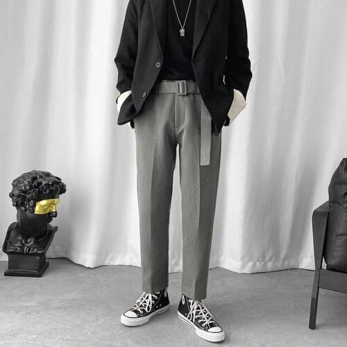 2020 Mens Leisure Casual Pants Striped Trousers Business Design Cotton Formal Suit Skinny Pants Bound Feet Pants Size M-2XL