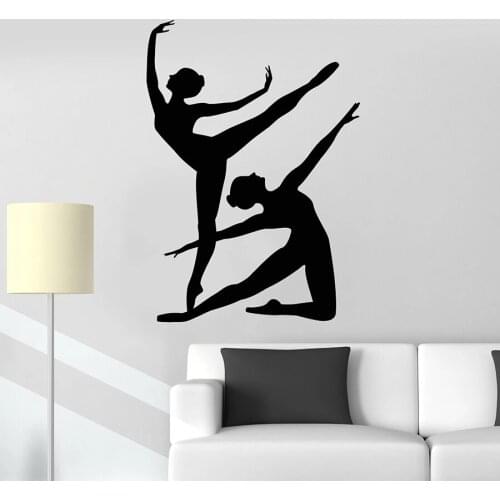 Ballet Girls Wall Decal Dancers Silhouette Elegant Vinyl Window Sticker Bedroom Dance Classroom Studio Interior Decor Mural M226