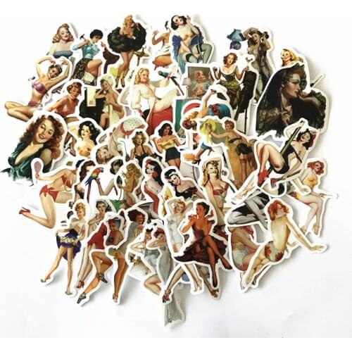 TD ZW 50Pcs European And American Retro Girl Sticker Decal For Snowboard Luggage Car Fridge Car- Styling Laptop Stickers