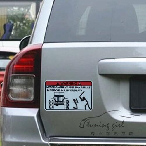 19CM*12CM Warning Car Stickers Funny Creative Decoration Decals For Jeep SUV Off-road Trunk Reflective Auto Tuning Styling D10