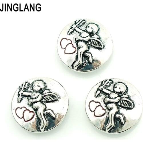 New Free Shippng Best Selling High Quality Fashion Interchangeable Metal Silver Angel Snap Button for Bracelet Accessories